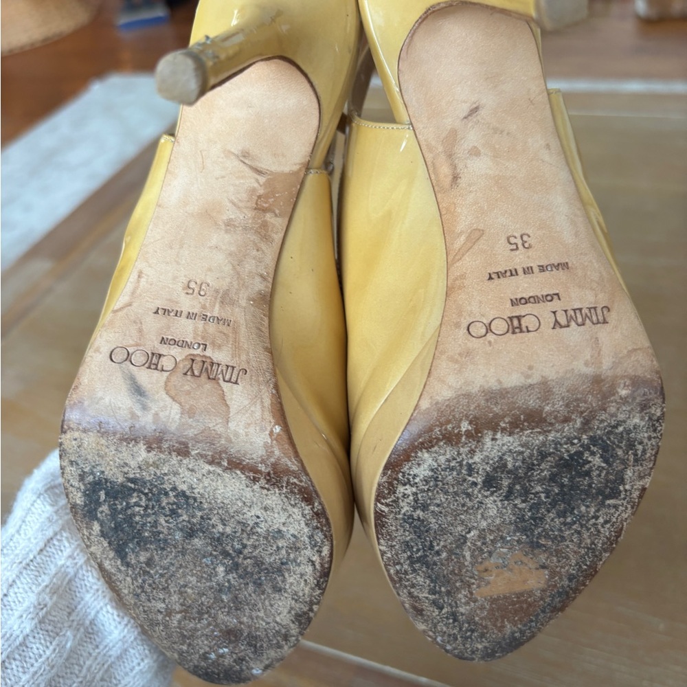 Jimmy Choo Yellow Peep Toe Heels - Picture 4 of 6